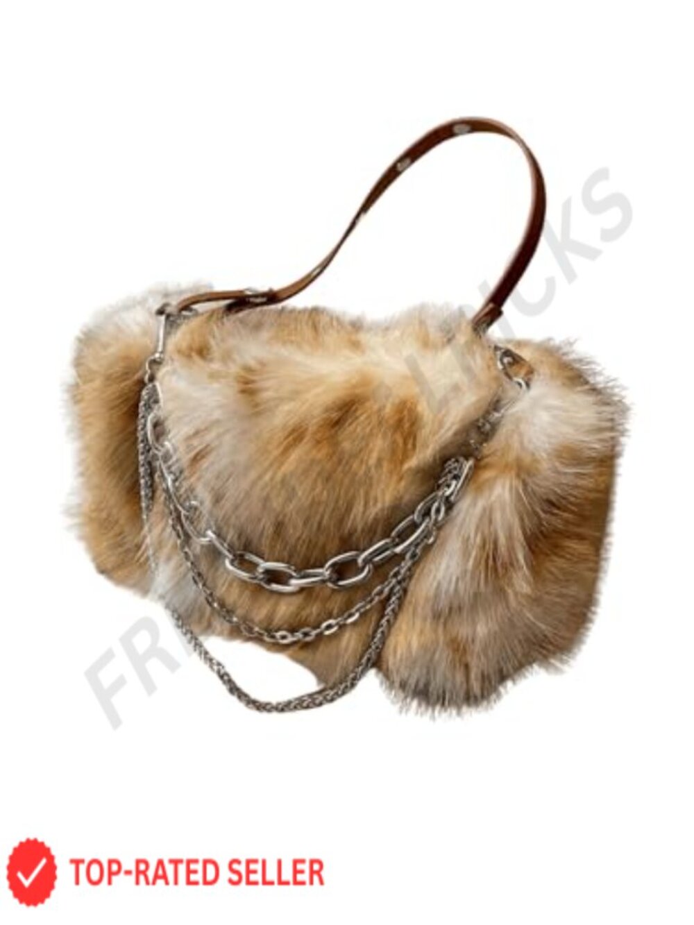 Faux Fur Shoulder Handbag Fuzzy Plush Top Handle Square Bag